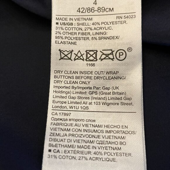 Banana Republic Navy Blue Blazer: Size 4 - Picture 9 of 10